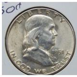 1951 S Franklin Silver Half Dollar