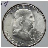 1948 D Franklin Silver Half Dollar