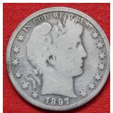 1897 O Barber Silver Half Dollar