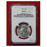 1963 Franklin Silver Half Dollar NGC MS65