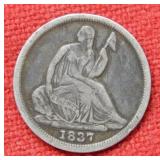 1837 Seated Liberty Silver Half Dime No Stars