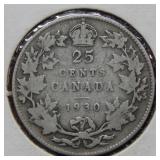 1930 Canada Silver Quarter