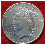 1934 S Peace Silver Dollar -- Cleaned