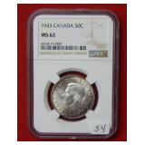 1943 Canada Half Dollar NGC MS62