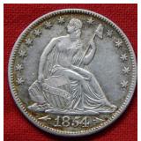 1854 O Seated Liberty Silver Half $ Cleaned Arrows