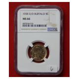 1938 D/D Buffalo Nickel NGC MS66