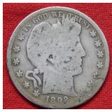 1892 S Barber Silver Half Dollar