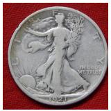 1921 S Walking Liberty Silver Half Dollar