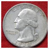1938 S Washington Silver Quarter