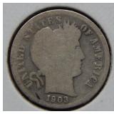 1903 S Barber Silver Dime