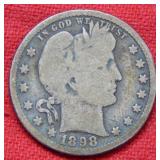 1898 O Barber Silver Quarter