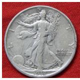 1918 Walking Liberty Silver Half Dollar