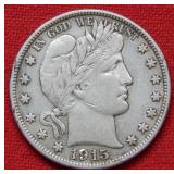 1915 S Barber Silver Half Dollar
