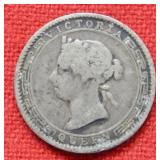 1895 Ceylon Silver Quarter - Queen Victoria