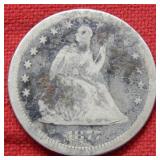 1877 S Seated Liberty Silver Quarter -- Grainy