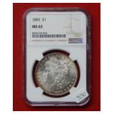 1883 Morgan Silver Dollar NGC MS62