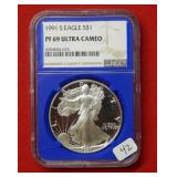 1991 S American Eagle NGC PF69 1 Ounce Silver