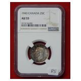 1943 Canada Quarter NGC AU55