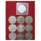 (10) Mexico Silver Pesos from 1950s