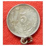 1904 Mexico Silver 5 Centavos on a Loop