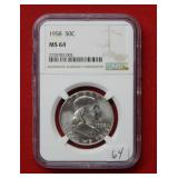 1958 Franklin Silver Half Dollar NGC MS64