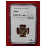1938 D/D Buffalo Nickel NGC MS65