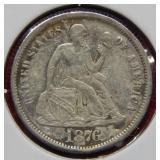 1876 Seated Liberty Silver Dime