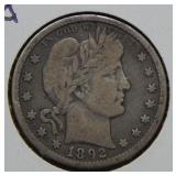 1892 O Barber Silver Quarter