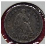 1853 Seated Liberty Silver Half Dime - Arrows