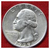 1939 D Washington Silver Quarter