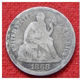 1868 Seated Liberty Silver Dime
