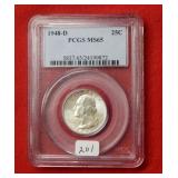 1948 D Washington Silver Quarter PCGS MS65