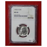 1955 D Washington Silver Quarter NGC MS66