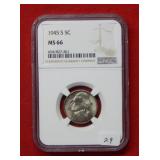 1945 S Jefferson Wartime Silver Nickel NGC MS66