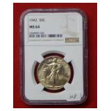 1942 Walking Liberty Silver Half Dollar NGC  MS64