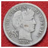1915 S Barber Silver Dime
