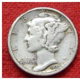 1930 S Mercury Silver Dime