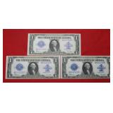 (3) 1923 $1 Silver Certificates - Consec. #  Crisp