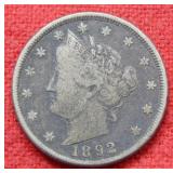1892 Liberty V Nickel - Scratches