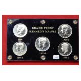 5PC Silver Proof Kennedy Half Dollar Set