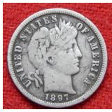 1897 S Barber Silver Dime