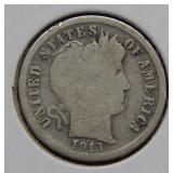 1913 S Barber Silver Dime
