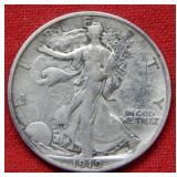 1919 S Walking Liberty Silver Half Dollar