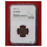 1893 Indian Head Cent NGC  AU58 BN