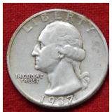 1937 S Washington Silver Quarter