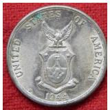 1944 D Philippines Silver 20 Centavos