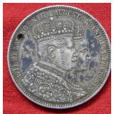 1861 Prussia Silver Commemorative -- Holed