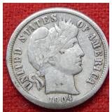 1904 Barber Silver Dime