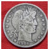 1906 Barber Silver Half Dollar