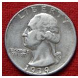 1939 S Washington Silver Quarter